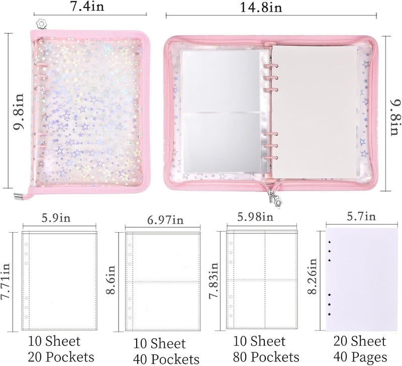 MUDOR 4 in 1 Sticker Storage Organizer, Binder with Storage Sleeves and Release Paper, Reusable Collecting Book Album Holder, A5 Blank Sticker Container Organizer - Image 2